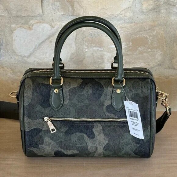 COACH CAMO ROWAN SATCHEL IN SIGNATURE CANVAS HANDBAG/Wallet option NWT - Picture 2 of 14